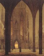 Oehme, Ernst Ferdinand Cathedral in Wintertime (mk22) oil painting on canvas